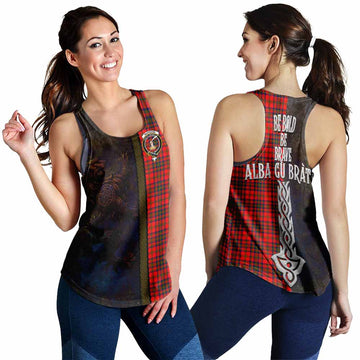 Matheson Tartan Family Crest Women's Racerback Tanks Alba Gu Brath Be Brave Lion Ancient Style