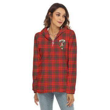 Tartan Vibes Clothing Matheson Tartan Crest Women's Borg  Half Zip Fleece Hoodie