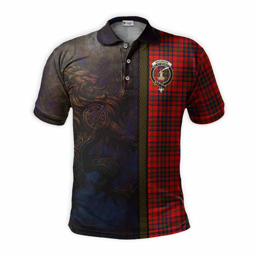 Tartan Vibes Clothing Matheson Tartan Family Crest Polo Shirt Alba Gu Brath Be Brave Lion Ancient Style