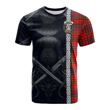 Tartan Vibes Clothing Matheson Tartan Cotton T-shirt with Family Crest Cross Sword Thistle Celtic Vibes