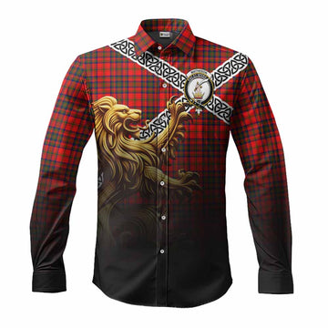 Matheson Crest Tartan Long Sleeve Button Shirt with Golden Lion Emblem Celtic Style