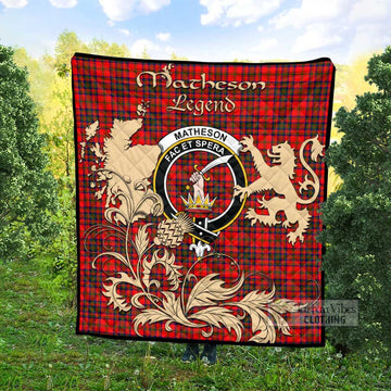 Matheson Tartan Quilt with Family Crest and Scottish Symbol Style