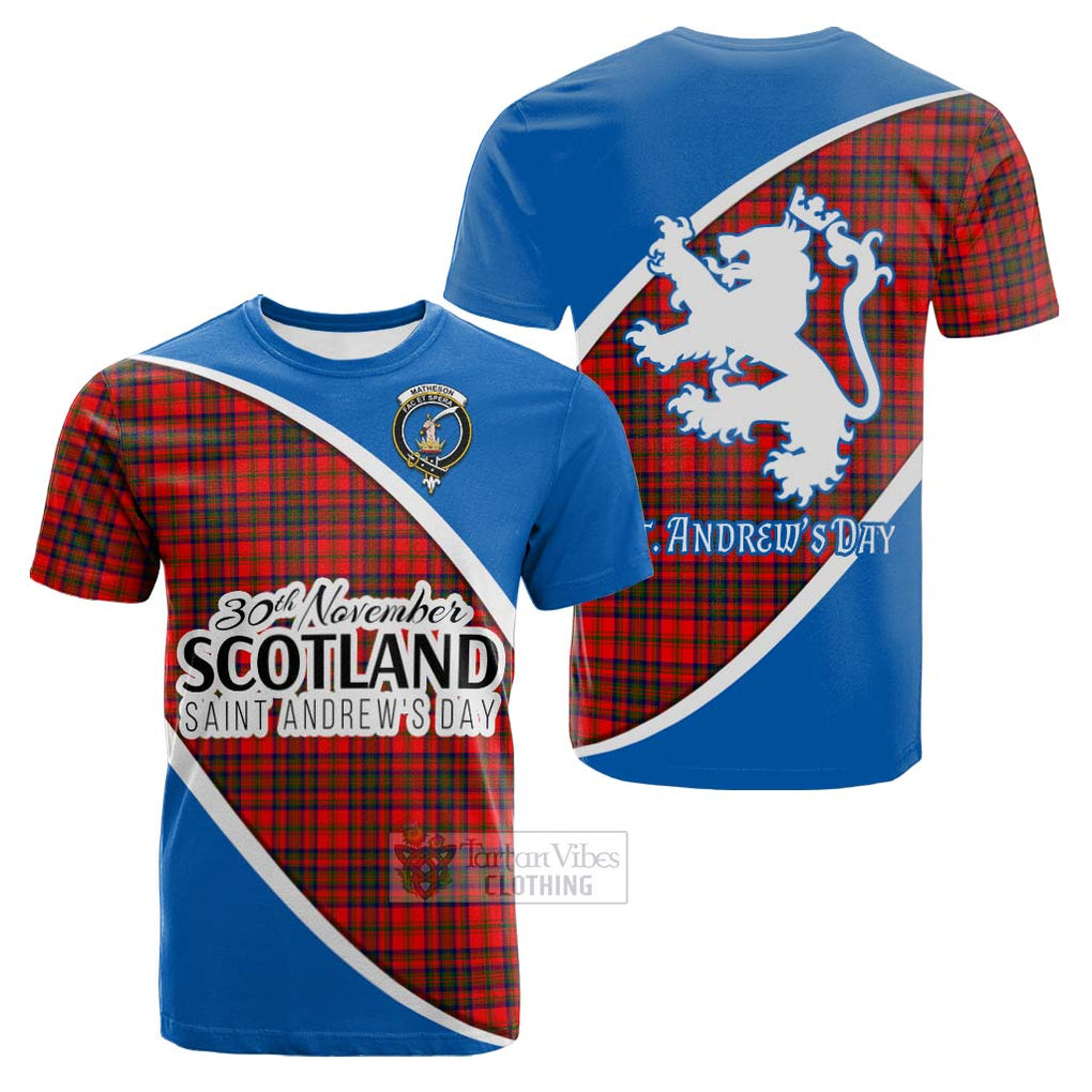 Tartan Vibes Clothing Matheson Family Crest Tartan Cotton T-shirt Celebrate Saint Andrew's Day in Style