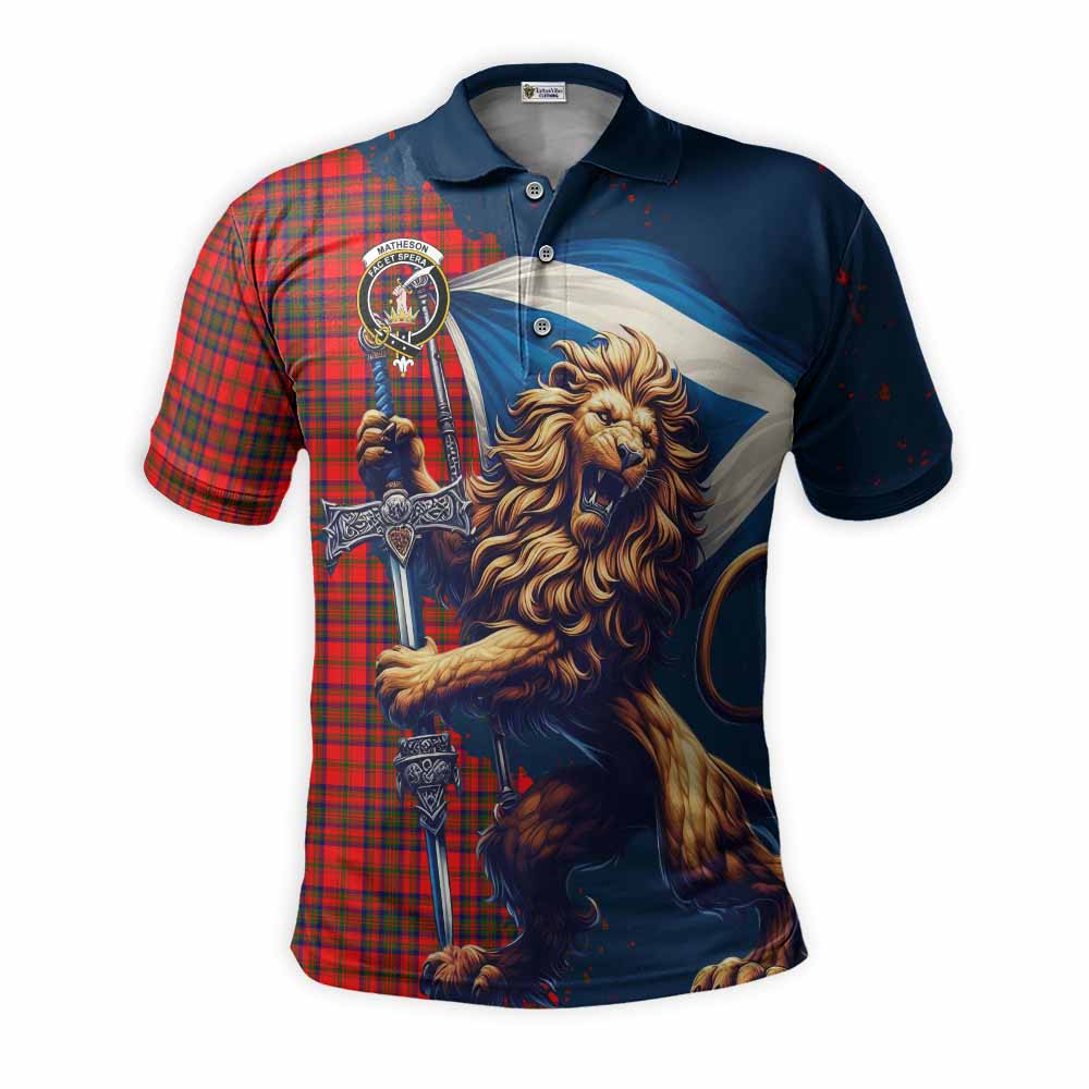 Tartan Vibes Clothing Matheson Tartan Family Crest Men's Polo Shirt with Scottish Majestic Lion
