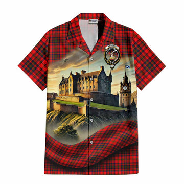 Tartan Vibes Clothing Matheson Tartan Family Crest Short Sleeve Button Shirt with Scottish Ancient Castle Style