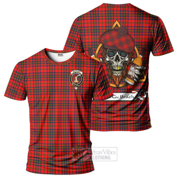Tartan Vibes Clothing Matheson Tartan T-Shirt with Family Crest and Bearded Skull Holding Bottles of Whiskey