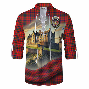 Tartan Vibes Clothing Matheson Tartan Family Crest Ghillie Kilt Shirt with Scottish Ancient Castle Style