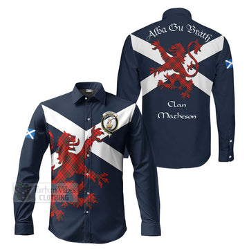 Tartan Vibes Clothing Matheson Tartan Lion Rampant Long Sleeve Button Shirt – Proudly Display Your Heritage with Alba Gu Brath and Clan Name