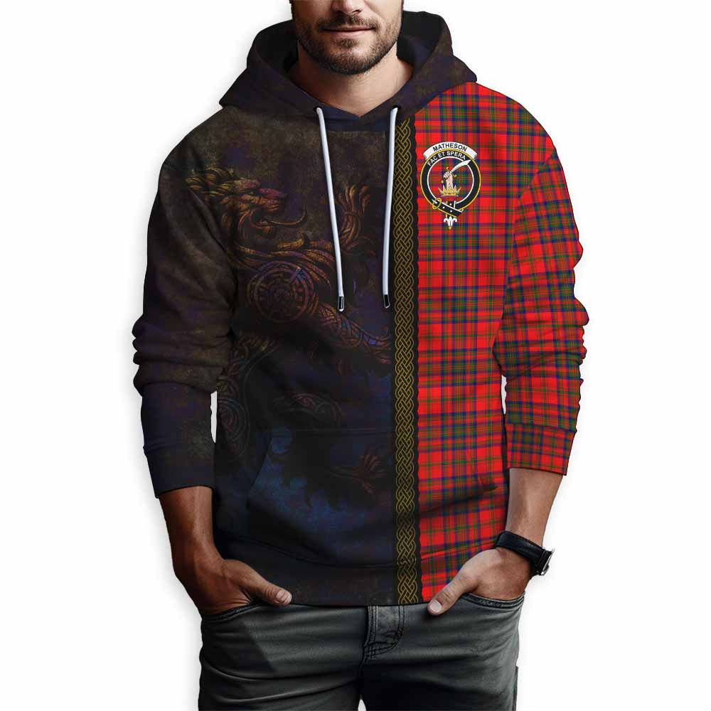Tartan Vibes Clothing Matheson Tartan Family Crest Hoodie Alba Gu Brath Be Brave Lion Ancient Style