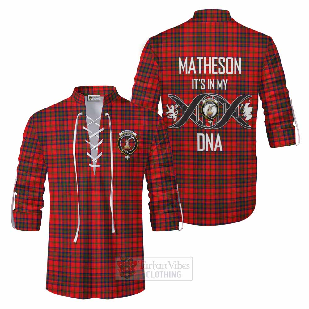Tartan Vibes Clothing Matheson Tartan Ghillie Kilt Shirt with Family Crest DNA In Me Style