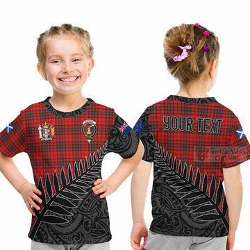 Tartan Vibes Clothing Matheson Crest Tartan Kid T-Shirt with New Zealand Silver Fern Half Style
