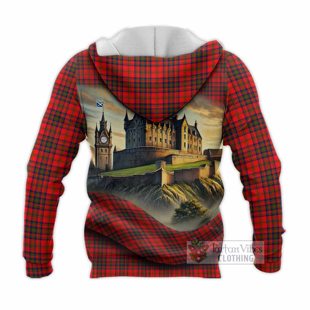 Tartan Vibes Clothing Matheson Tartan Family Crest Knitted Hoodie with Scottish Ancient Castle Style