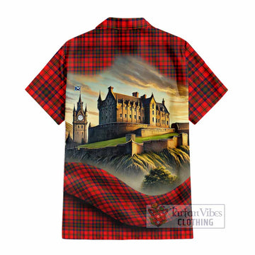 Tartan Vibes Clothing Matheson Tartan Family Crest Short Sleeve Button Shirt with Scottish Ancient Castle Style