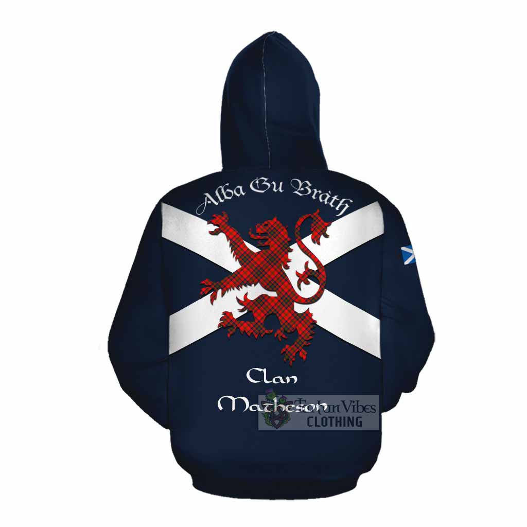Tartan Vibes Clothing Matheson Tartan Lion Rampant Cotton Hoodie Proudly Display Your Heritage with Alba Gu Brath and Clan Name