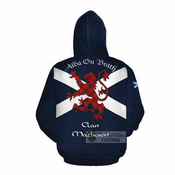 Tartan Vibes Clothing Matheson Tartan Lion Rampant Cotton Hoodie Proudly Display Your Heritage with Alba Gu Brath and Clan Name