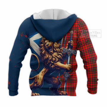 Matheson Tartan Family Crest Knitted Hoodie with Scottish Majestic Lion