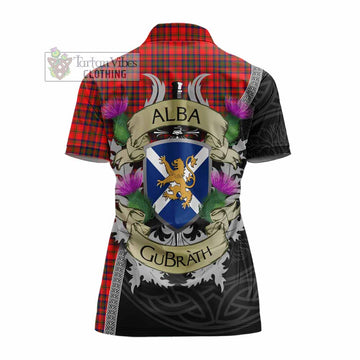 Matheson Tartan Family Crest Women's Polo Shirt Lion Rampant Royal Thistle Shield Celtic Inspired