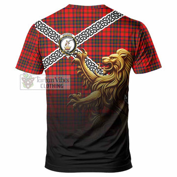Tartan Vibes Clothing Matheson Crest Tartan T-Shirt with Golden Lion Emblem Celtic Style