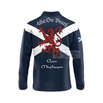 Tartan Vibes Clothing Matheson Tartan Lion Rampant Long Sleeve Polo Shirt – Proudly Display Your Heritage with Alba Gu Brath and Clan Name