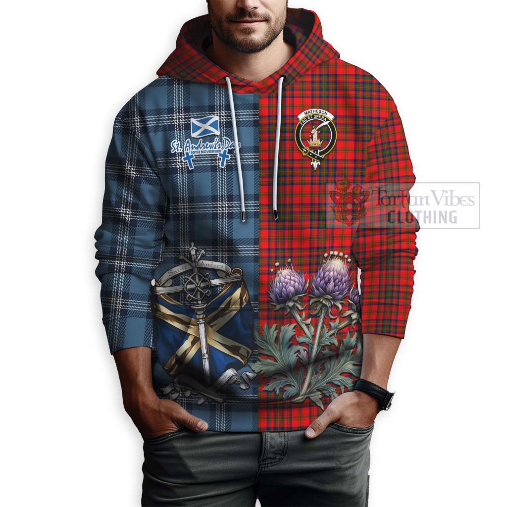 Tartan Vibes Clothing Matheson Tartan Hoodie Happy St. Andrew's Day Half Tartan Style