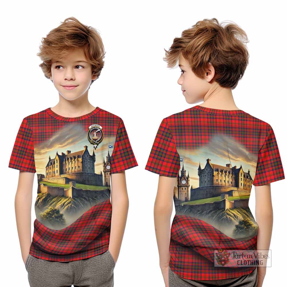 Tartan Vibes Clothing Matheson Tartan Family Crest Kid T-Shirt with Scottish Ancient Castle Style