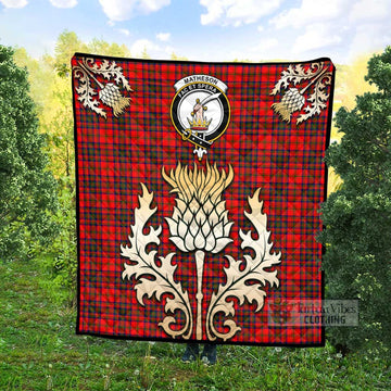 Matheson Tartan Quilt with Family Crest and Golden Thistle Style