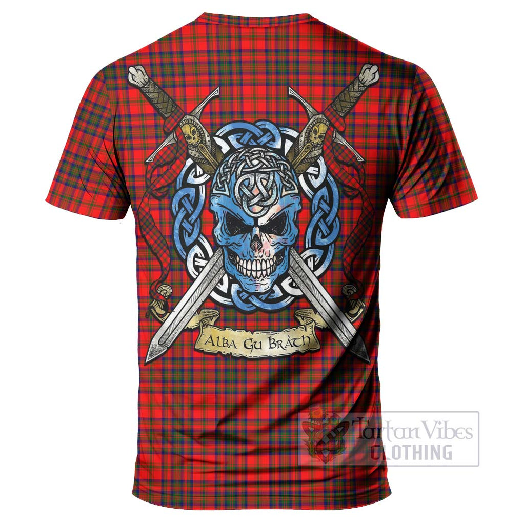 Tartan Vibes Clothing Matheson Tartan T-Shirt with Family Crest Celtic Skull Style