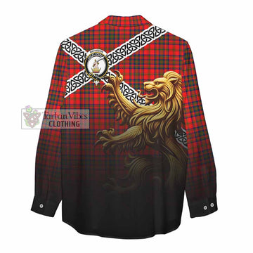 Matheson Crest Tartan Women's Casual Shirt with Golden Lion Emblem Celtic Style