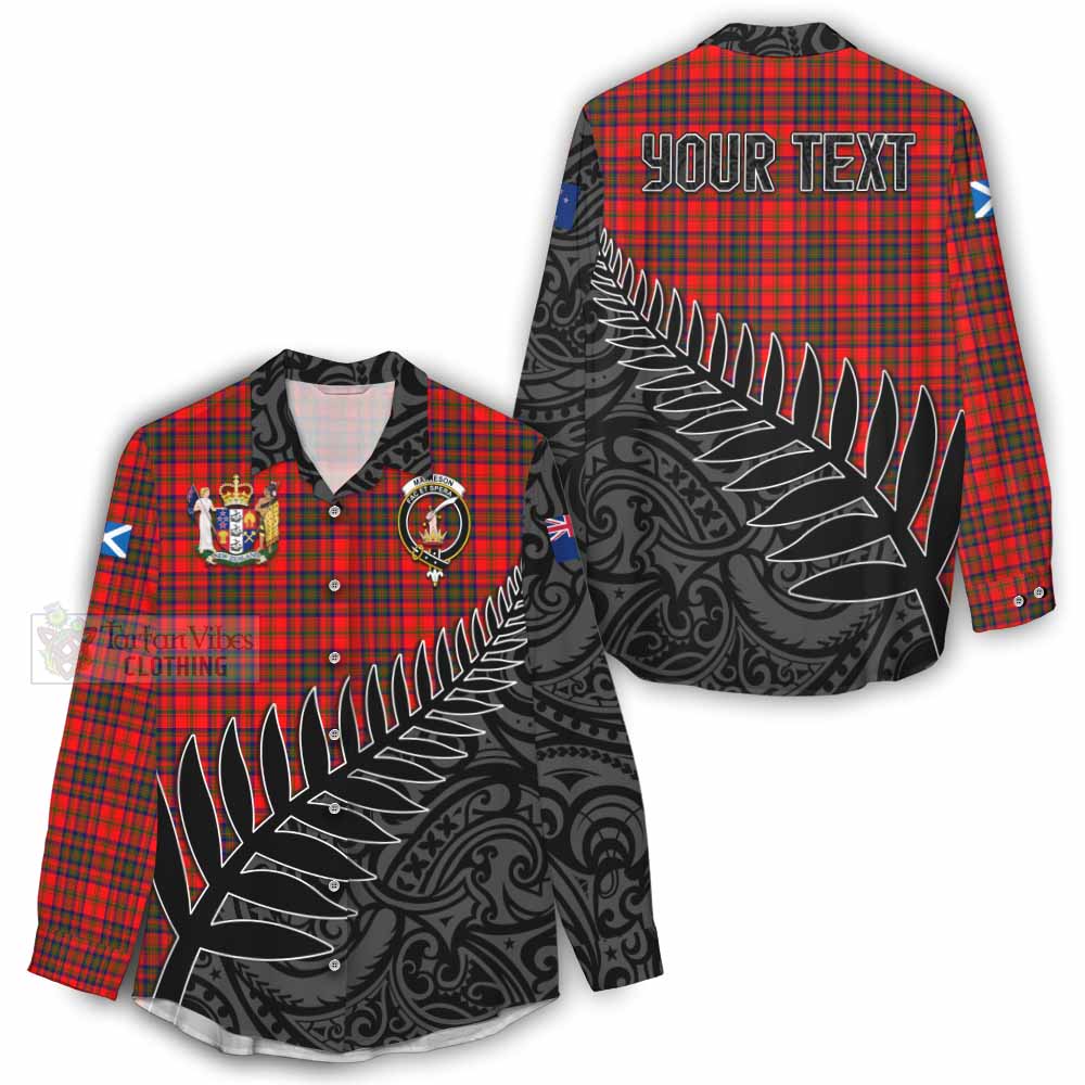 Tartan Vibes Clothing Matheson Crest Tartan Women's Casual Shirt with New Zealand Silver Fern Half Style