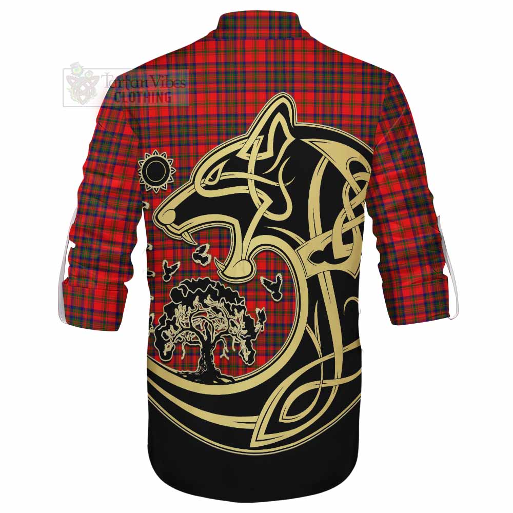 Tartan Vibes Clothing Matheson Tartan Ghillie Kilt Shirt with Family Crest Celtic Wolf Style