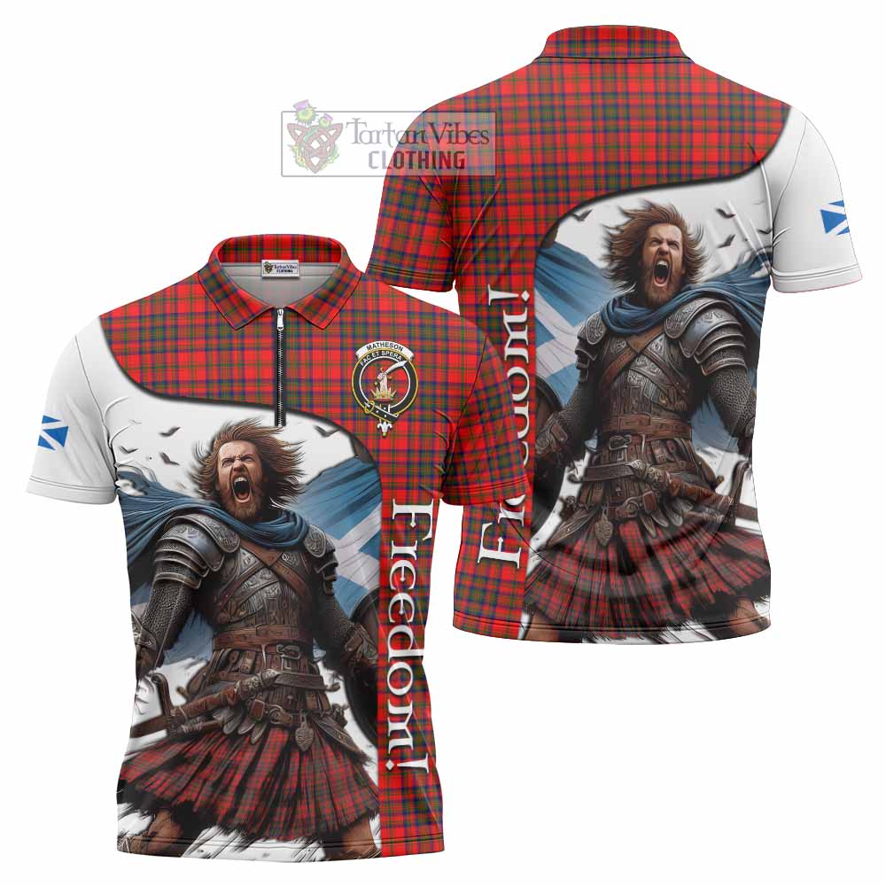 Tartan Vibes Clothing Matheson Crest Tartan Zipper Polo Shirt Inspired by the Freedom of Scottish Warrior