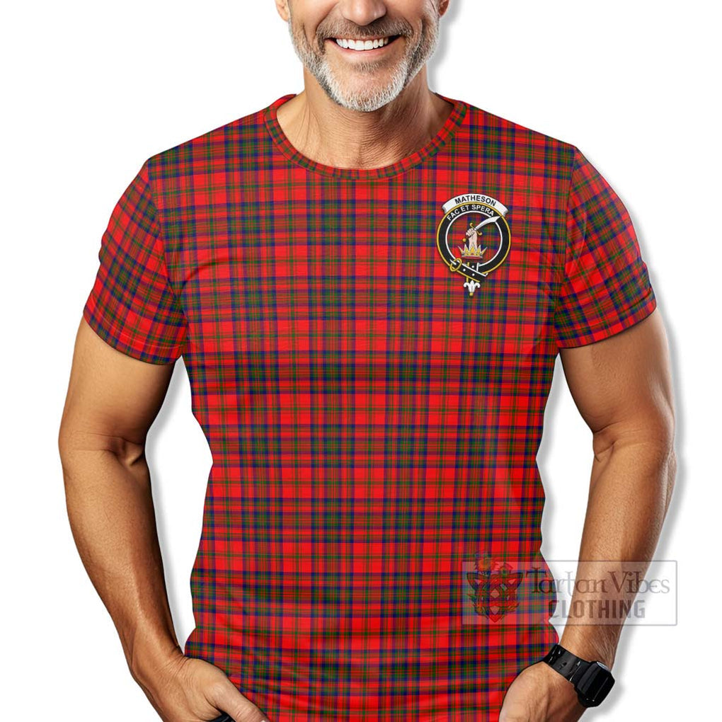 Tartan Vibes Clothing Matheson Tartan T-Shirt with Family Crest Celtic Skull Style