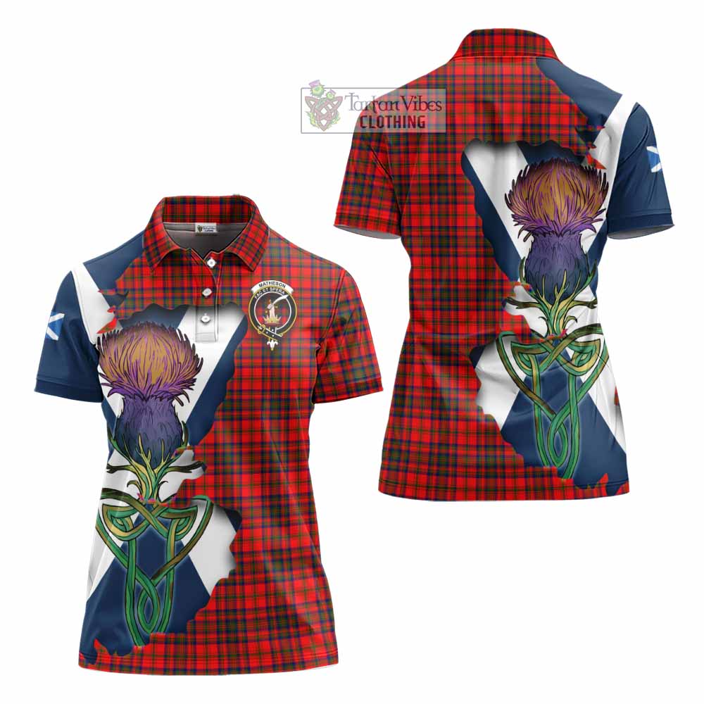 Tartan Vibes Clothing Matheson Tartan Family Crest Women's Polo Shirt Scottish Thistle Celtic Inspired