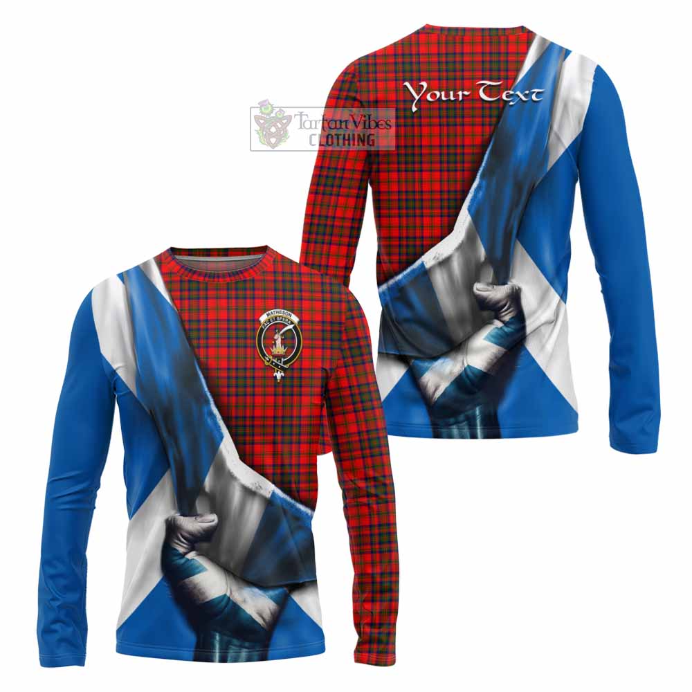 Tartan Vibes Clothing Matheson Tartan Long Sleeve T-Shirt with Family Crest Scotland Patriotic Style