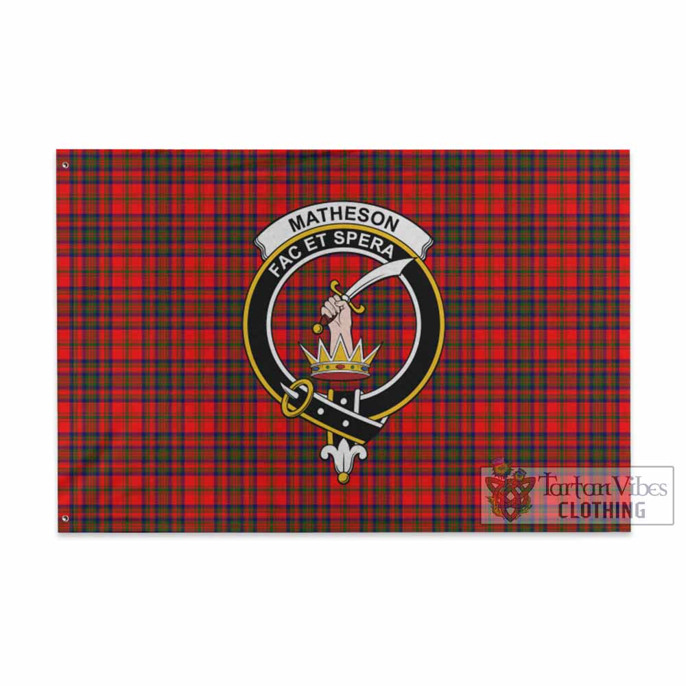 Tartan Vibes Clothing Matheson Tartan House Flag with Family Crest
