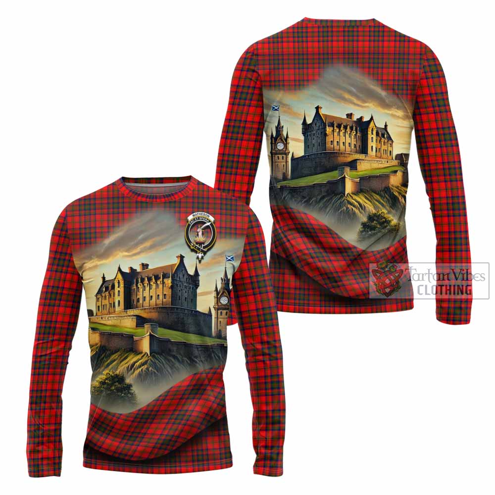 Tartan Vibes Clothing Matheson Tartan Family Crest Long Sleeve T-Shirt with Scottish Ancient Castle Style
