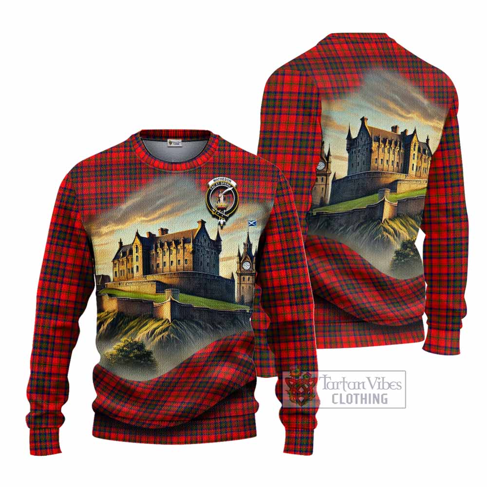 Tartan Vibes Clothing Matheson Tartan Family Crest Knitted Sweater with Scottish Ancient Castle Style