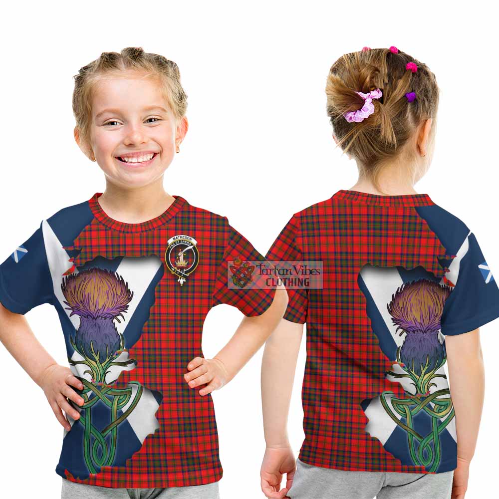 Tartan Vibes Clothing Matheson Tartan Family Crest Kid T-Shirt Scottish Thistle Celtic Inspired