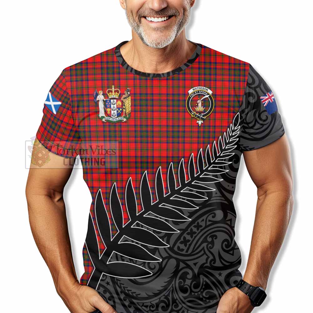 Tartan Vibes Clothing Matheson Crest Tartan T-Shirt with New Zealand Silver Fern Half Style
