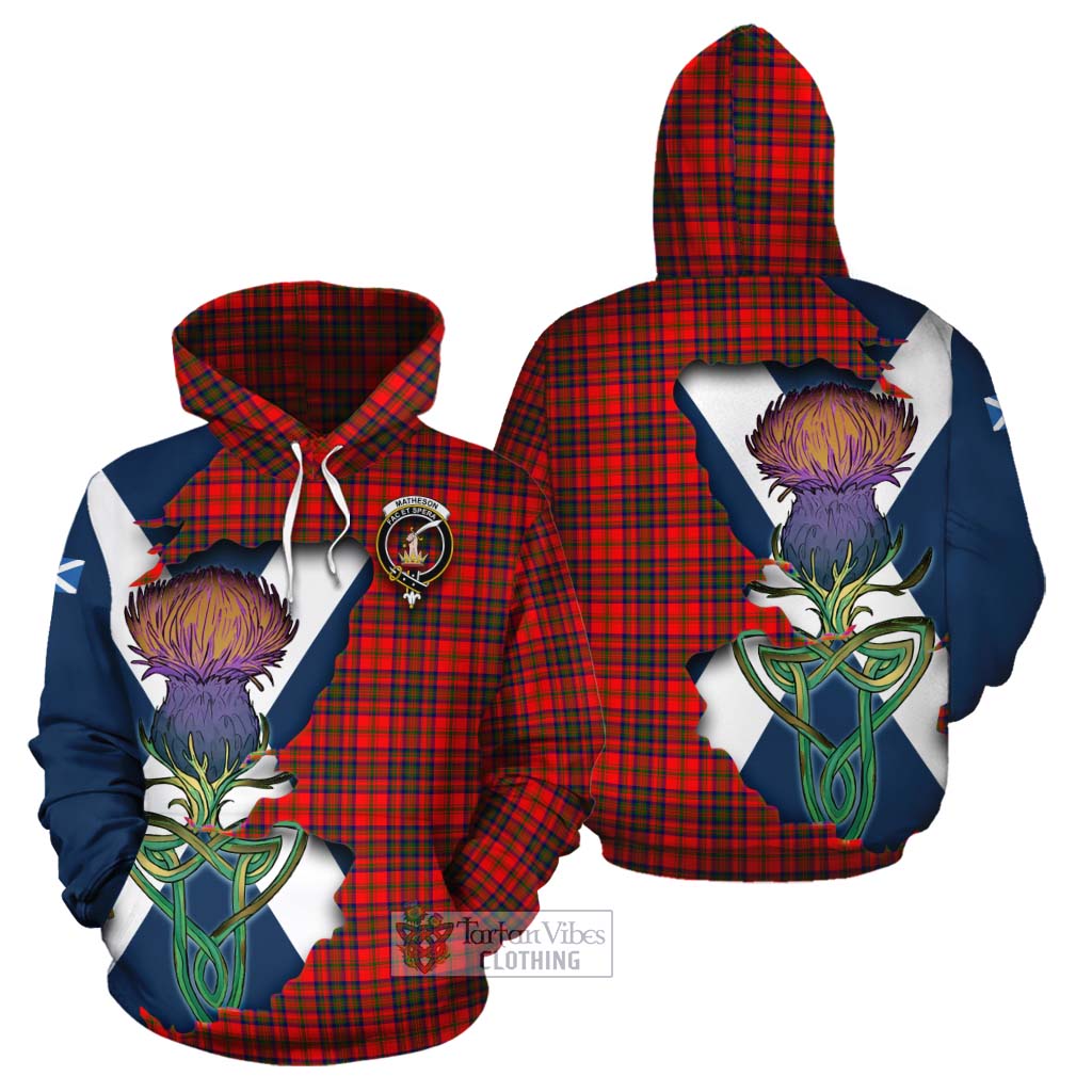 Tartan Vibes Clothing Matheson Tartan Family Crest Cotton Hoodie Scottish Thistle Celtic Inspired