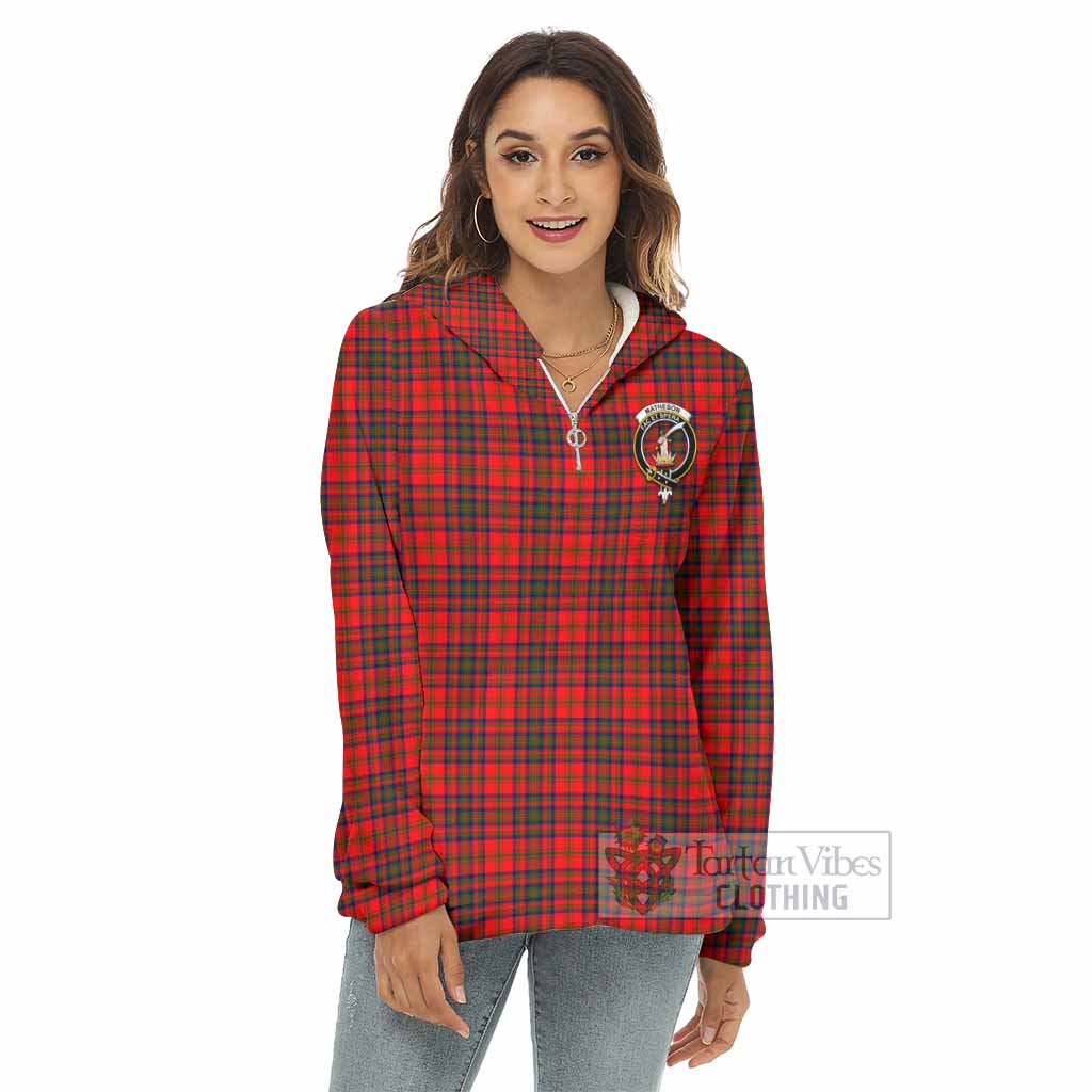 Tartan Vibes Clothing Matheson Tartan Crest Women's Borg  Half Zip Fleece Hoodie