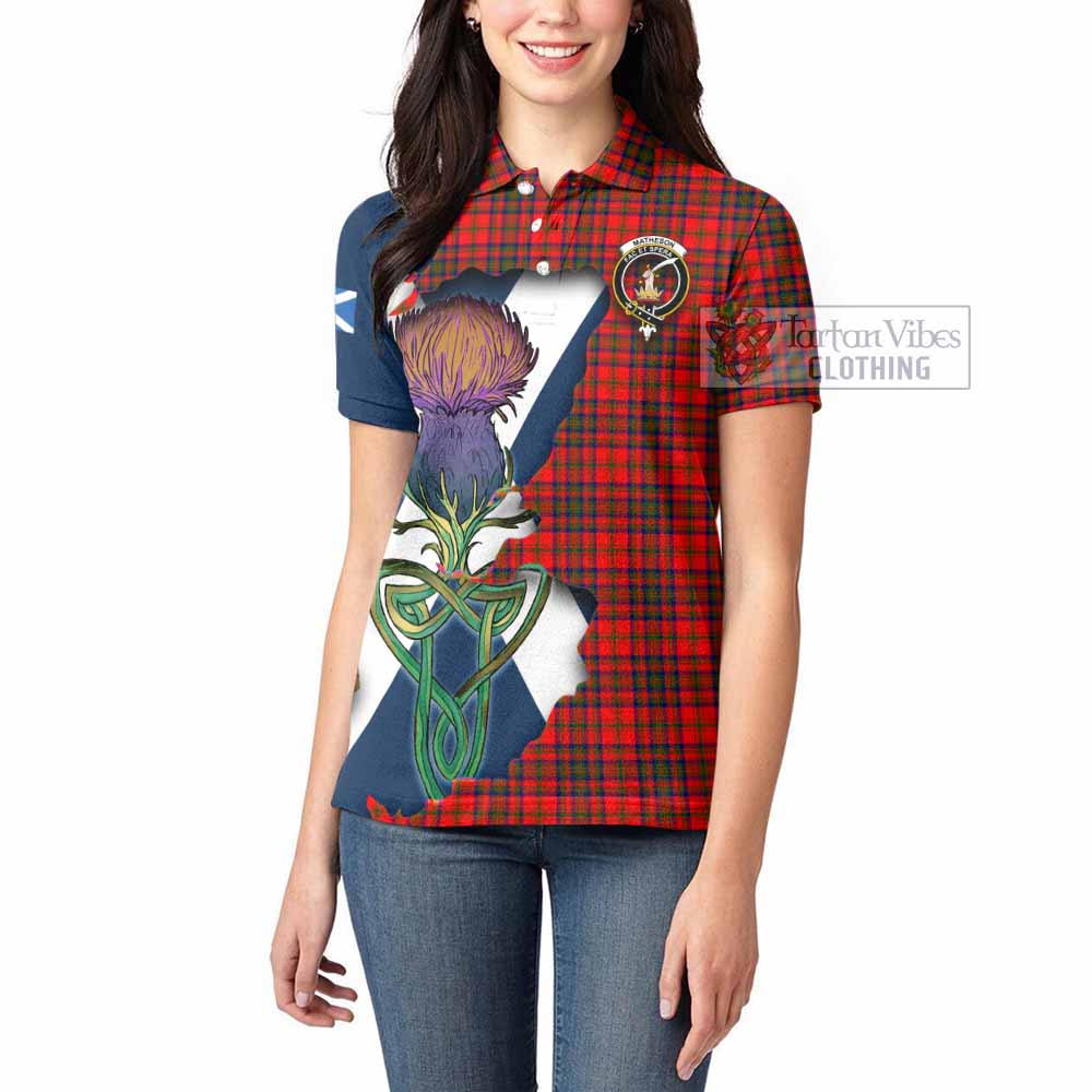 Tartan Vibes Clothing Matheson Tartan Family Crest Women's Polo Shirt Scottish Thistle Celtic Inspired