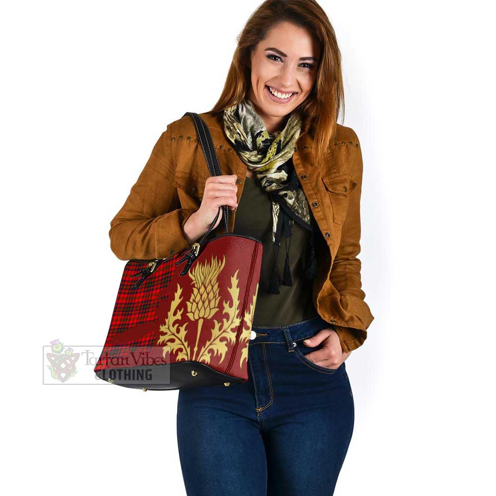 Tartan Vibes Clothing Matheson Tartan Leather Tote Bag Gold Thistle Style