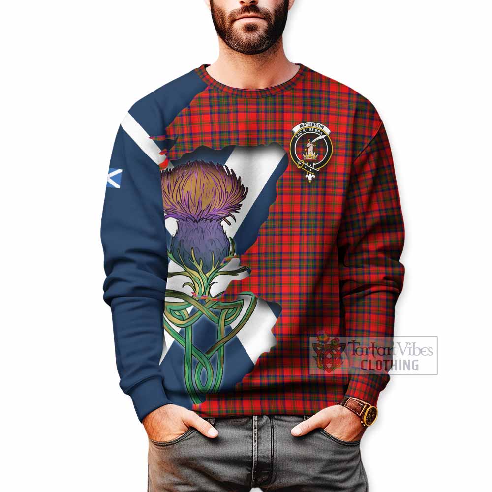 Tartan Vibes Clothing Matheson Tartan Family Crest Sweatshirt Scottish Thistle Celtic Inspired
