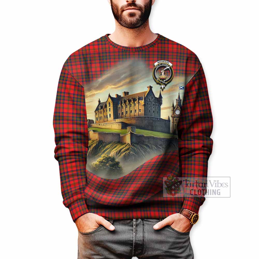 Tartan Vibes Clothing Matheson Tartan Family Crest Sweatshirt with Scottish Ancient Castle Style
