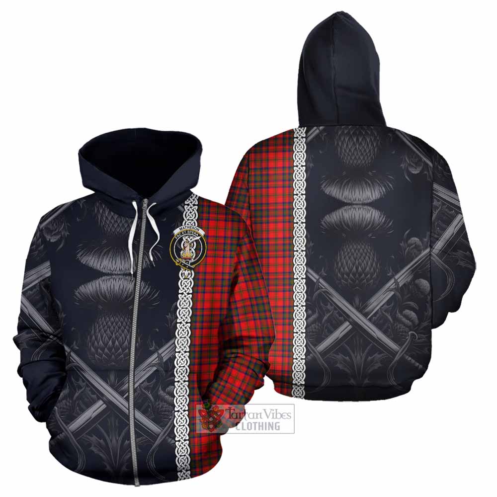 Tartan Vibes Clothing Matheson Tartan Hoodie with Family Crest Cross Sword Thistle Celtic Vibes