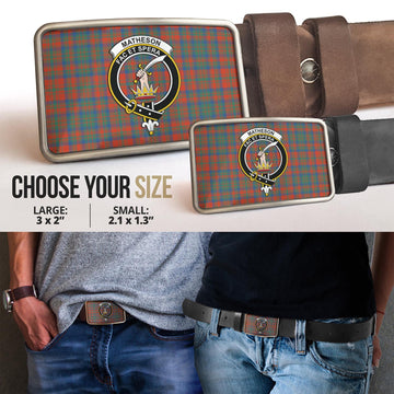Matheson Ancient Tartan Belt Buckles with Family Crest