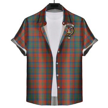 Matheson Ancient Tartan Short Sleeve Button Down Shirt with Family Crest