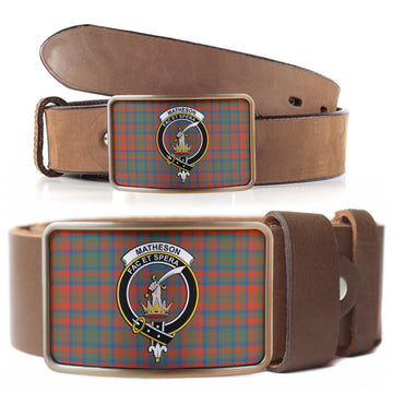 Matheson Ancient Tartan Belt Buckles with Family Crest