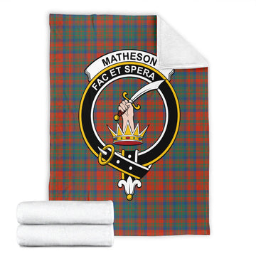 Matheson Ancient Tartan Blanket with Family Crest